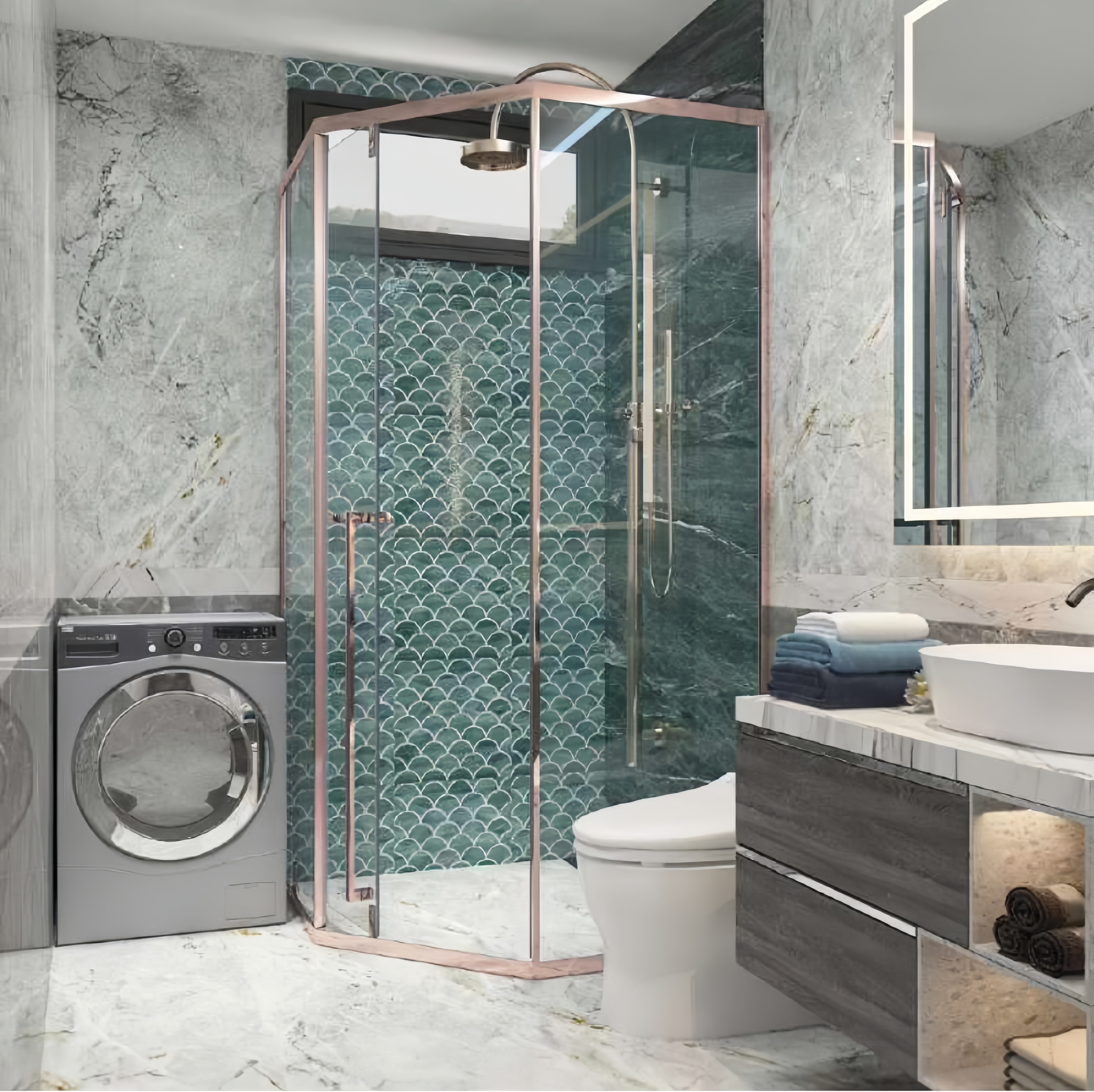 PHÒNG TẮM KÍNH CAO CẤP 135° CỬA LÙA XẾP - NHẬP KHẨU